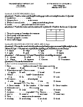 2 Đề thi học kỳ II môn Tiếng Anh 6 - Năm học 2016-2017 - Trường THCS & THPT Bát Xát
